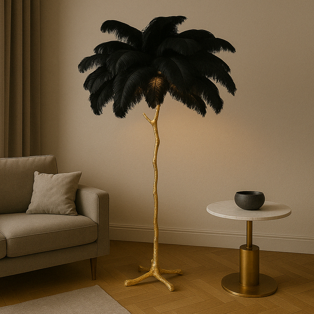 Lina's Extravaganter Look | Stehlampe mit Palmenfeder