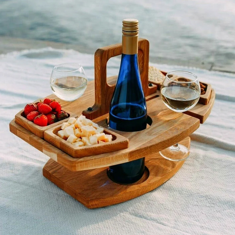 Lio | Tragbarer Holztisch für Wein und Snacks