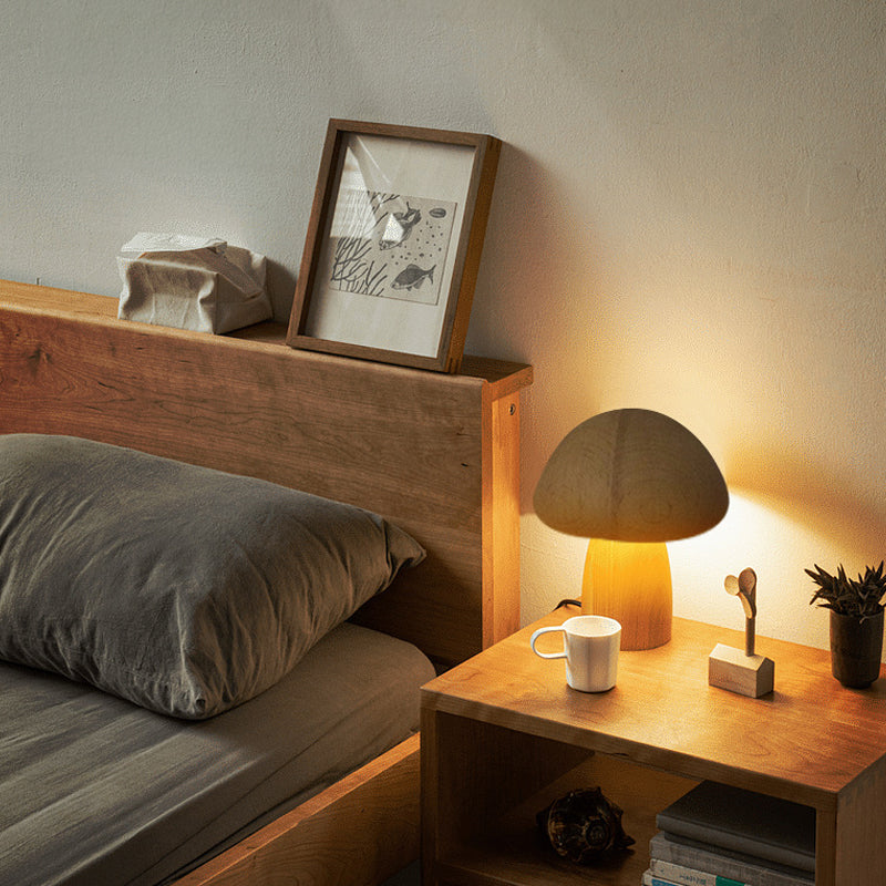 Nachttischlampe Holz Pilz Design Touch | Schlafzimmer