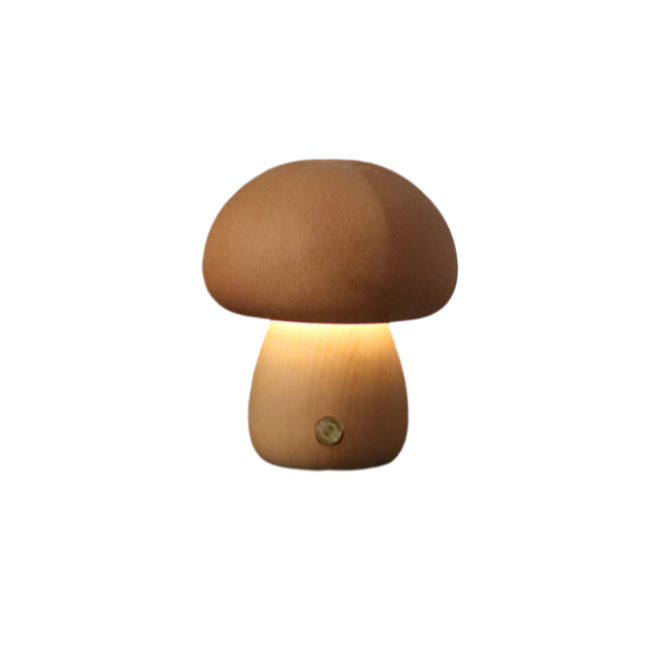 Nachttischlampe Holz Pilz Design Touch | Schlafzimmer
