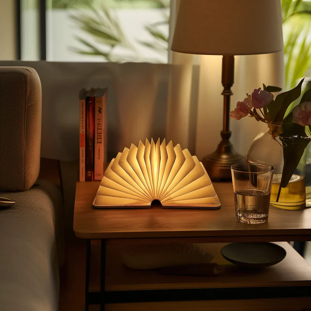 Nachttischlampe Modern Buchform Holz | Schlafzimmer