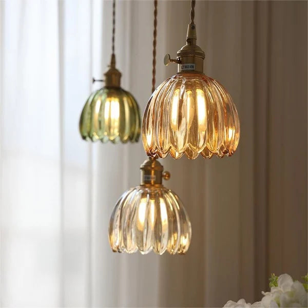 Pendelleuchte Retro Glas Schirm | Wohnzimmer
