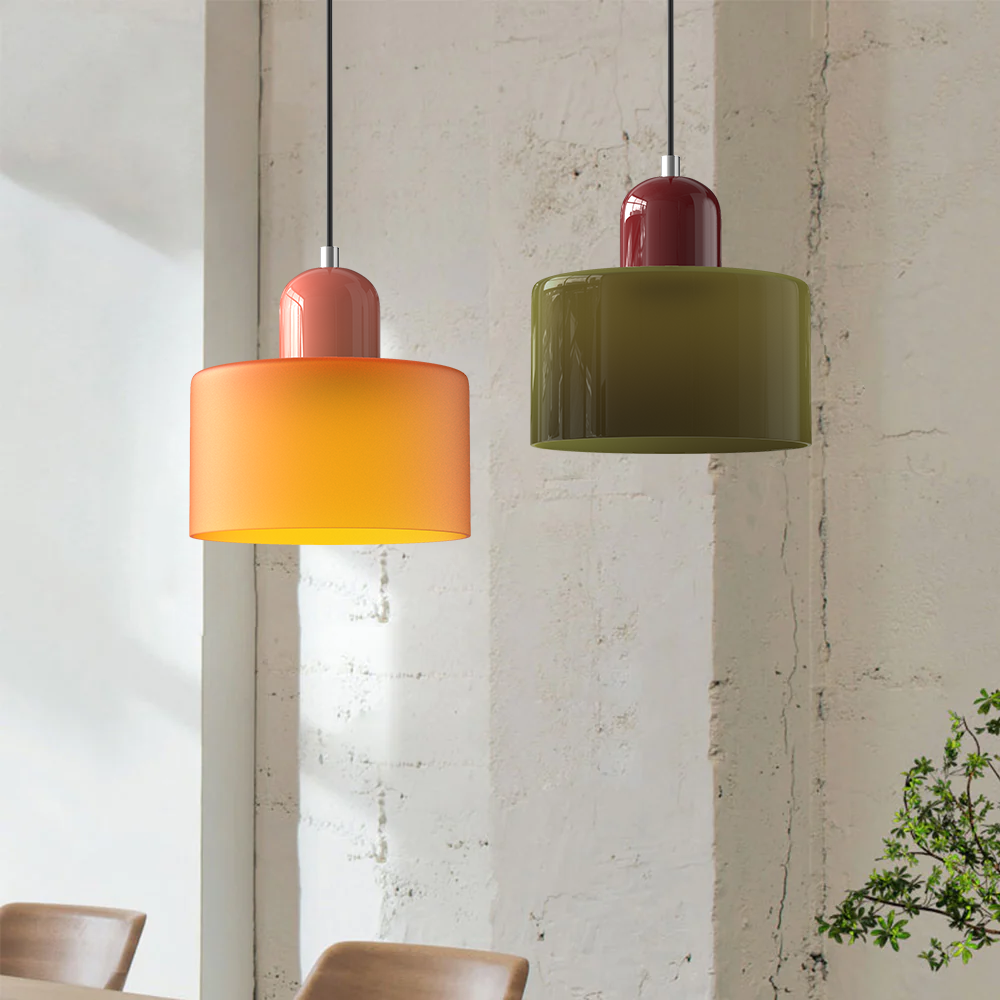 Siro | Farbige Glas Pendelleuchte im Bauhaus-Stil