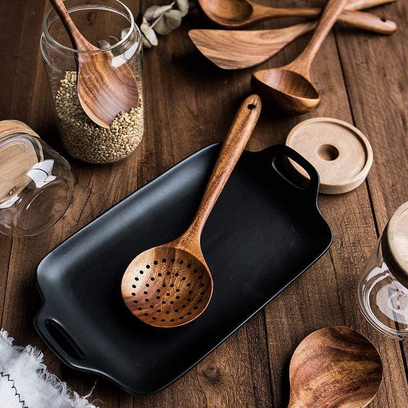 Teak Holz Küchenhelfer Set 7-teilig