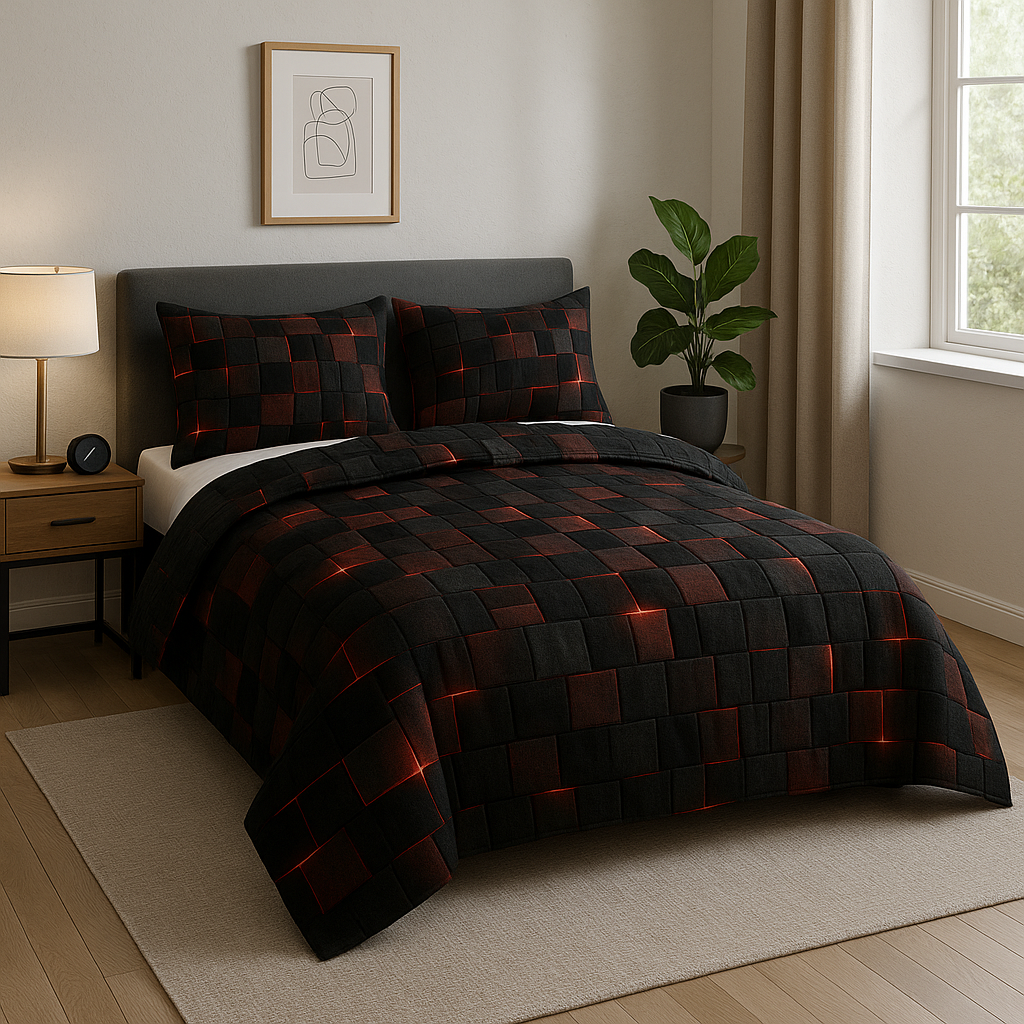 TechGrid | Moderne Geometrische Bettbezug-Set | Schlafzimmer Modern