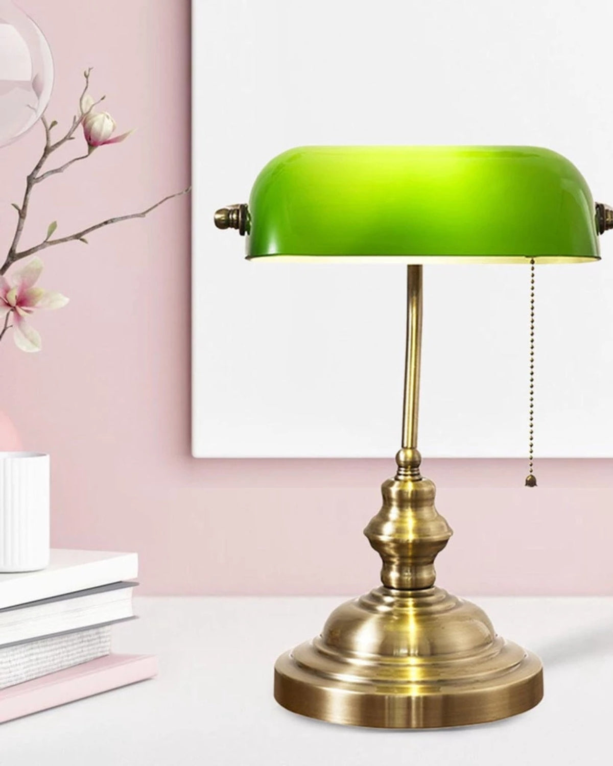 Tischlampe Glas Vintage Bankerlampe | Wohnzimmer