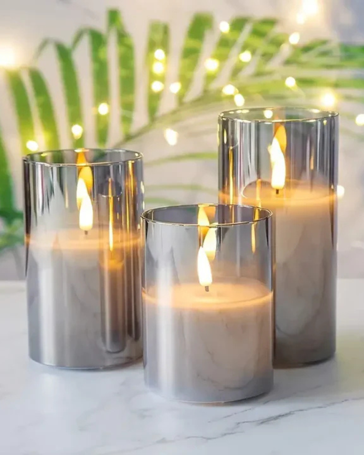 Tischlampe LED Kerze Glas Modern | Wohnzimmer