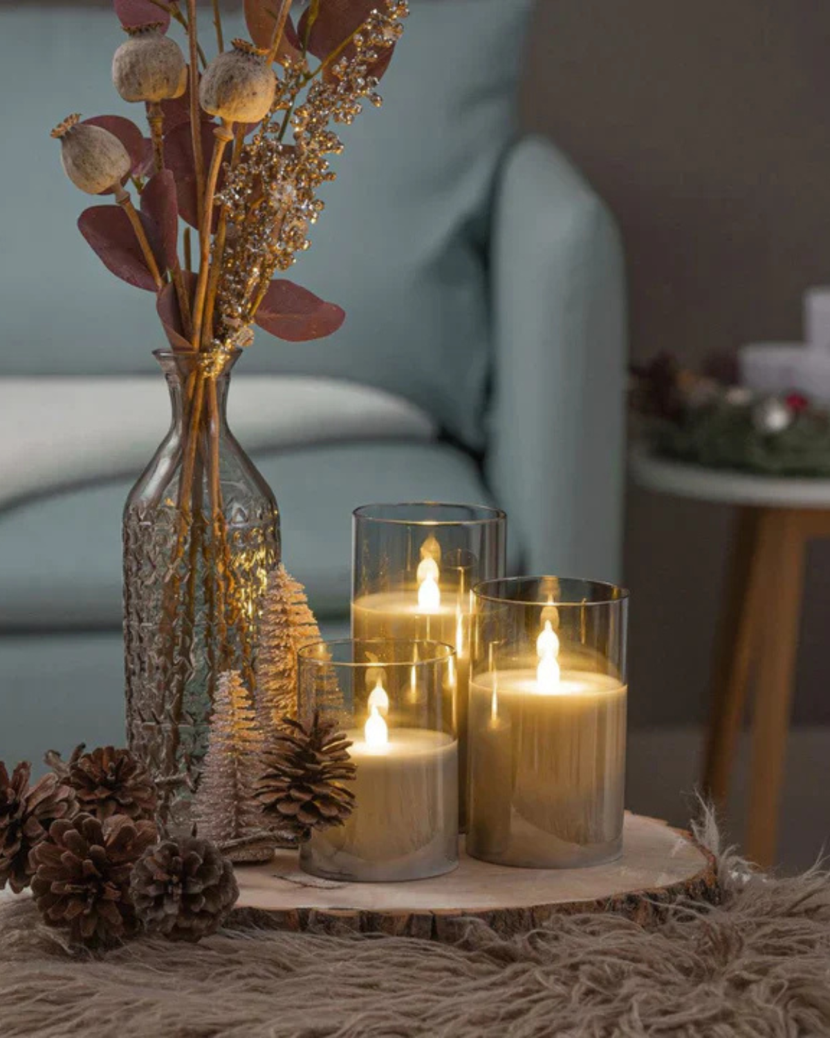 Tischlampe LED Kerze Glas Modern | Wohnzimmer