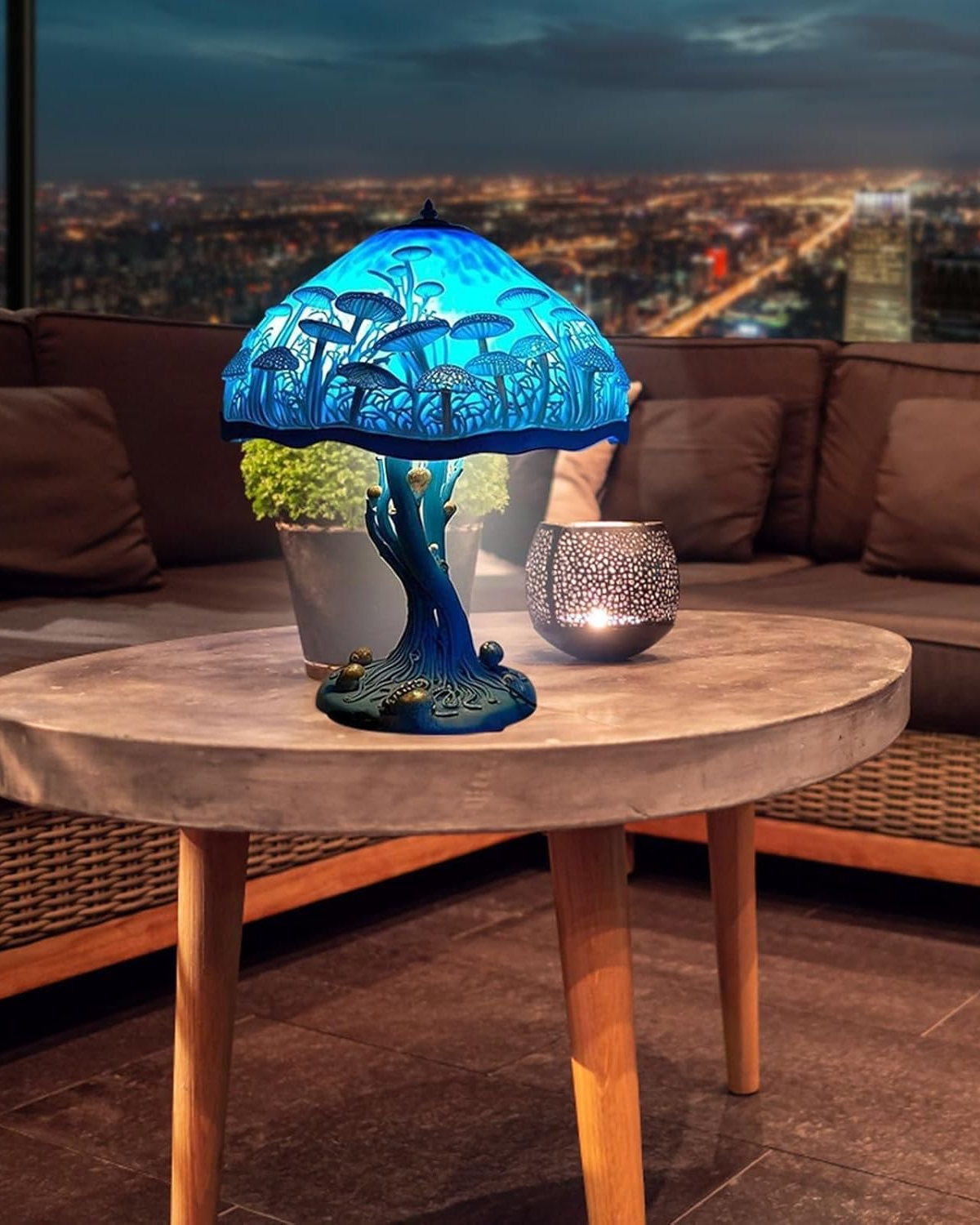 Tischlampe Vintage Buntglas | Wohnzimmer